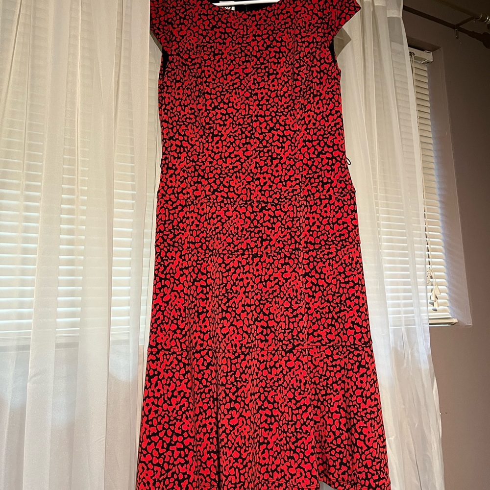 Anne Klein black and red reminiscent of animal print dress